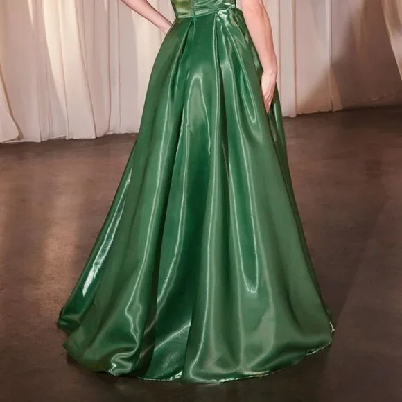 NEW LONG FORMAL OFF SHOULDER LIQUID ORGANZA BALL GOWN W/ SWEETHEART NECK CD801